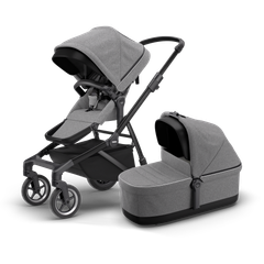 Thule Sleek city stroller gray melange on black with bassinet gray melange